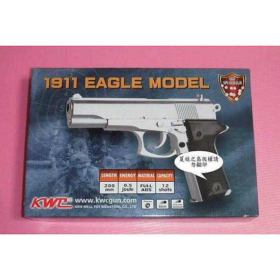 大人的玩具-正台灣製合法超擬真1:1手槍-1911EAGLE-Model(白金黑)